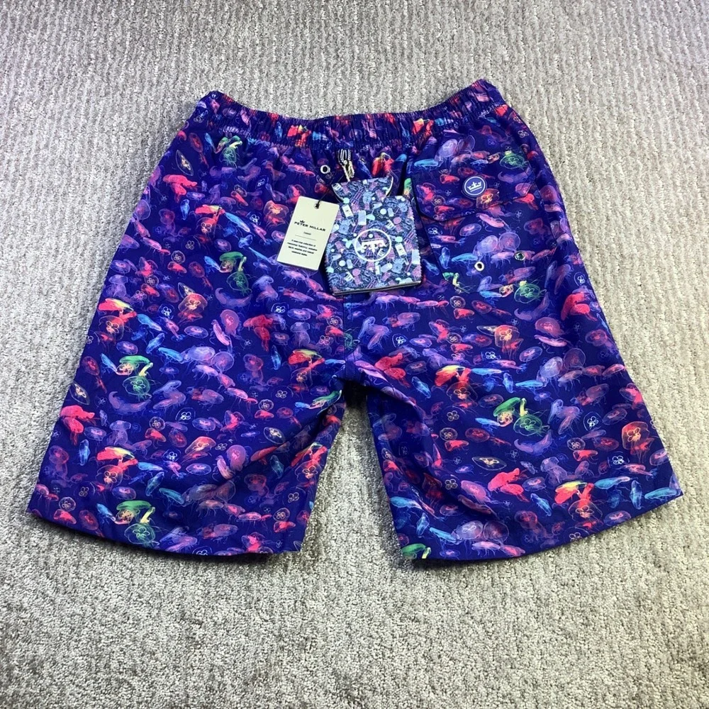 Peter Millar Seaside Mens Jellyfish Print‎ Swim Trunks Size Small NWT
